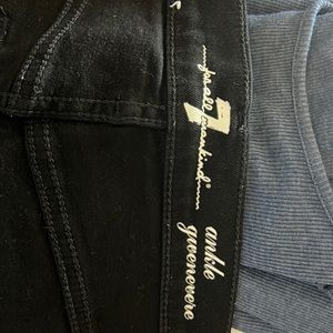 7 for all mankind black skinny slight ripped jeans size 27.